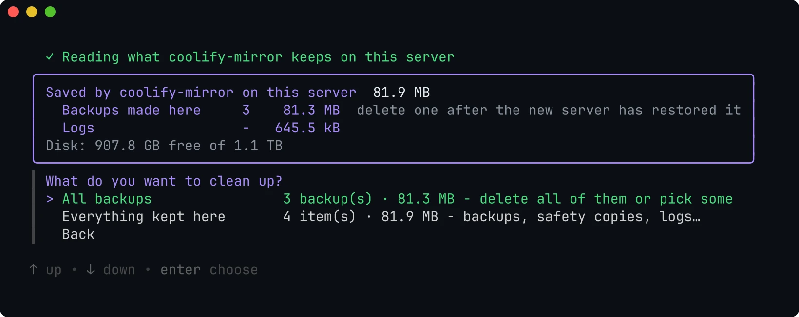 Summary of saved files and the clean up question